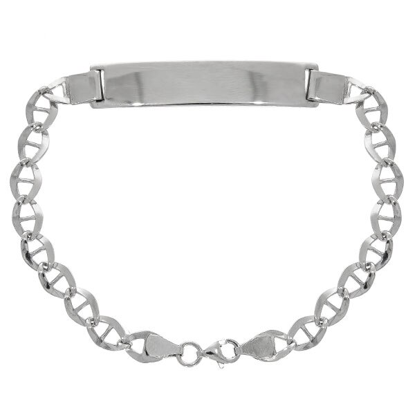 Bratara Argint cu Placuta si Zale, Barbateasca, 20cm