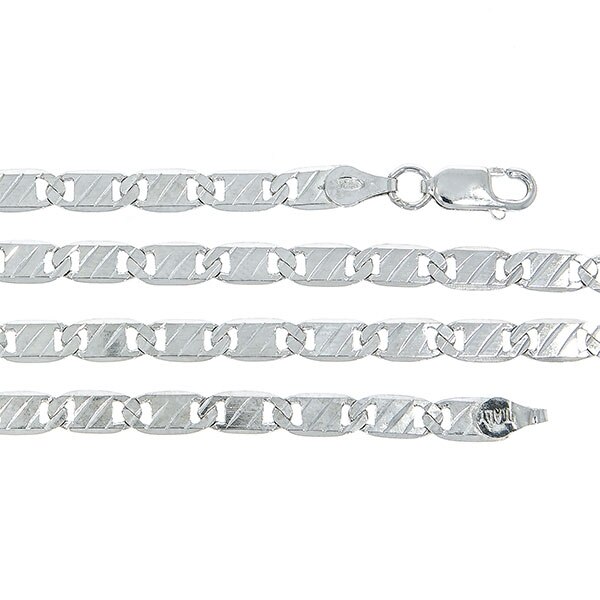 Lant Argint Babratesc cu Placute Gravate, 50cm