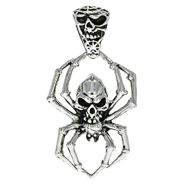 Pandantiv Argint Barbatesc Paianjen cu Cap de Mort, 4 x 2cm