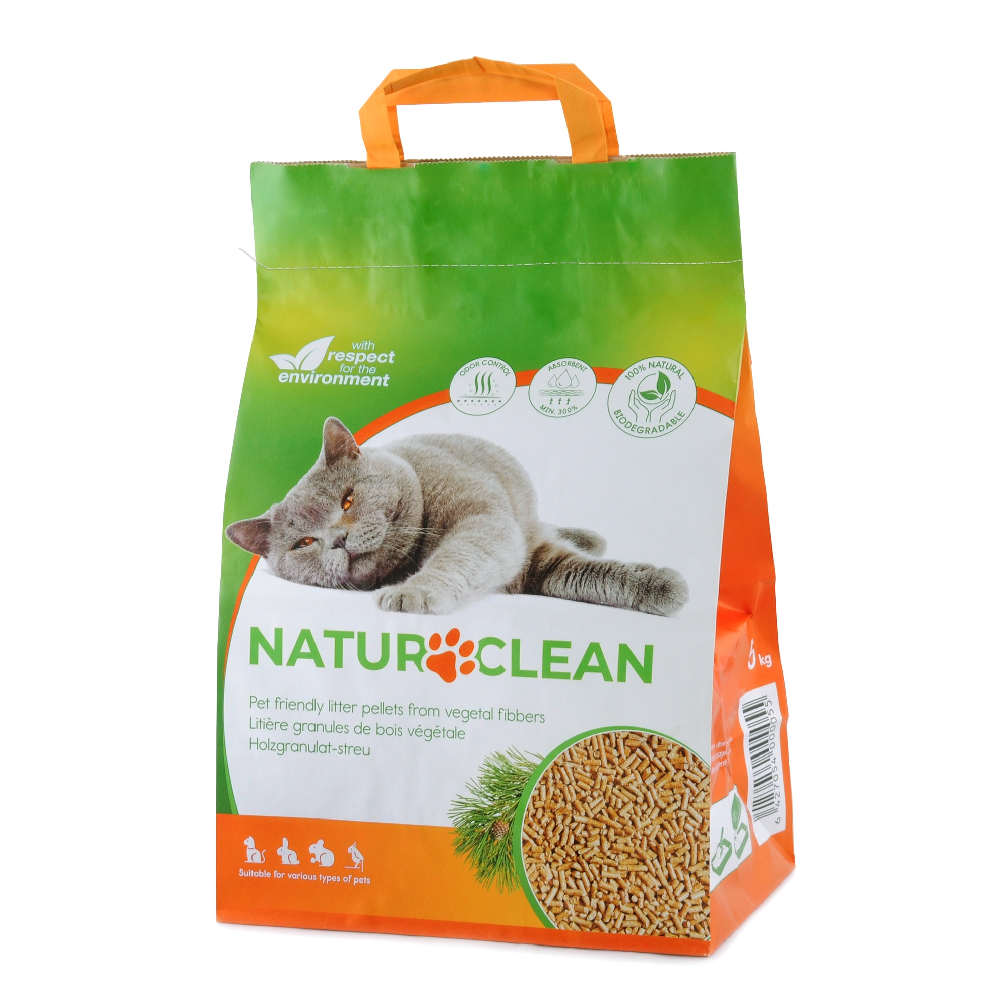 Asternut igienic pentru pisici, rozatoare si pasari, 100% natural, 8.8 litri, absoarbe mirosurile si umezeala, biodegradabil