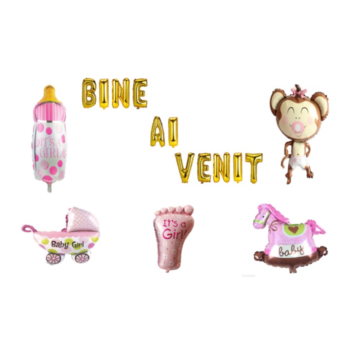 OEM üdvözlő lufi szett lányoknak, arany, 18db