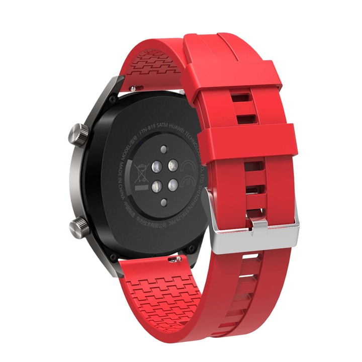 PHN Mag szíj 22 mm-es Huawei karóra GT GT2 46mm Amazfit GTR 47mm, gyorskioldó, szilikon, piros