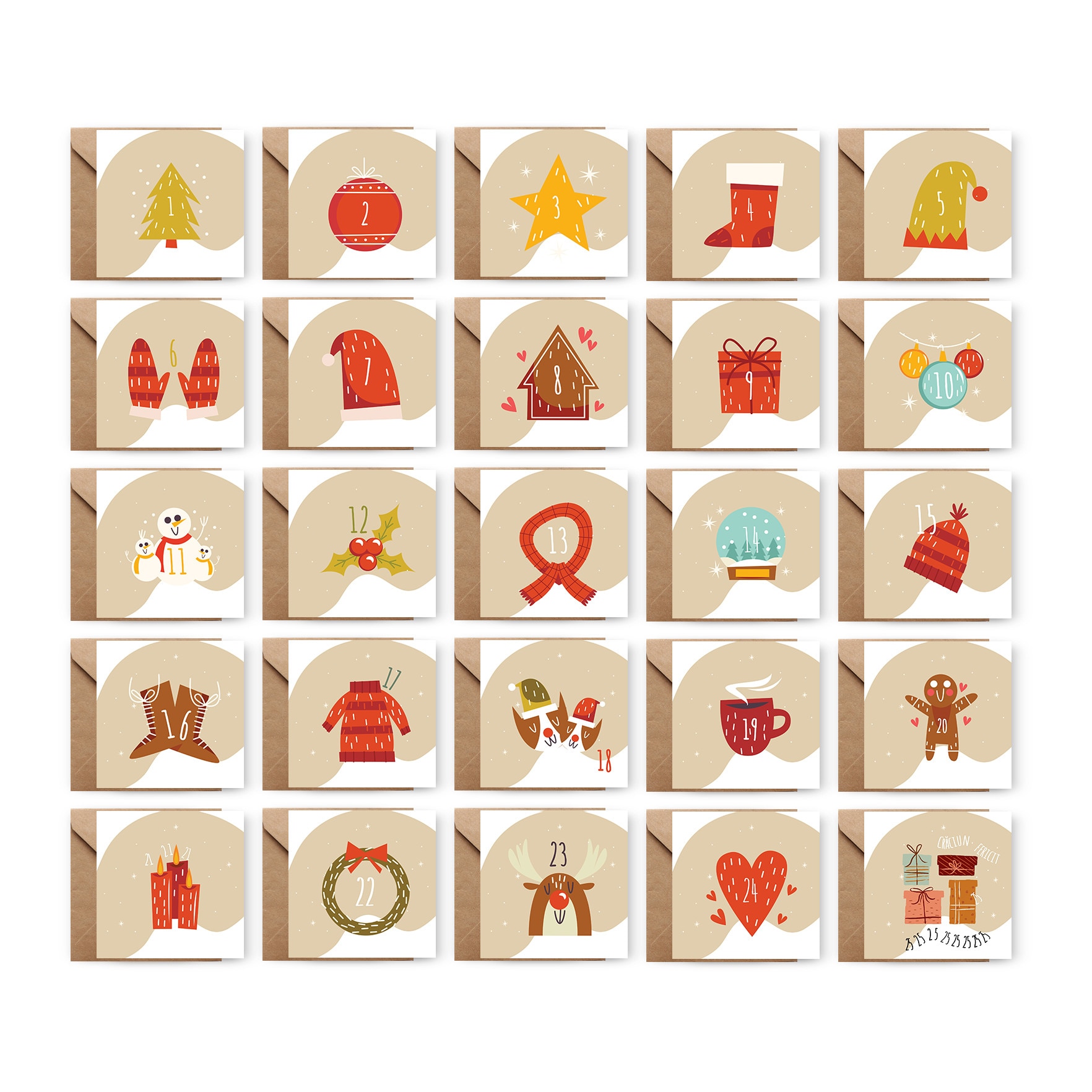Set 25 de Felicitari de Craciun, Genette's ideas, Advent, 130x130mm