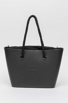 O bag - Urban kisméretű shopper fazonú táska logós részletekkel, Koptatott fekete
