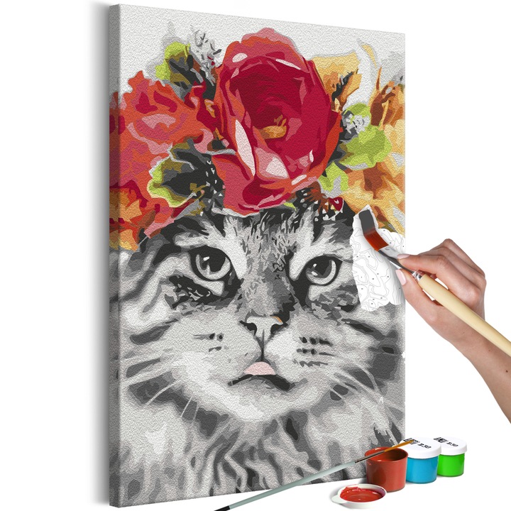 Kifestő Artgeist, Cat With Flowers, 40 x 60 cm
