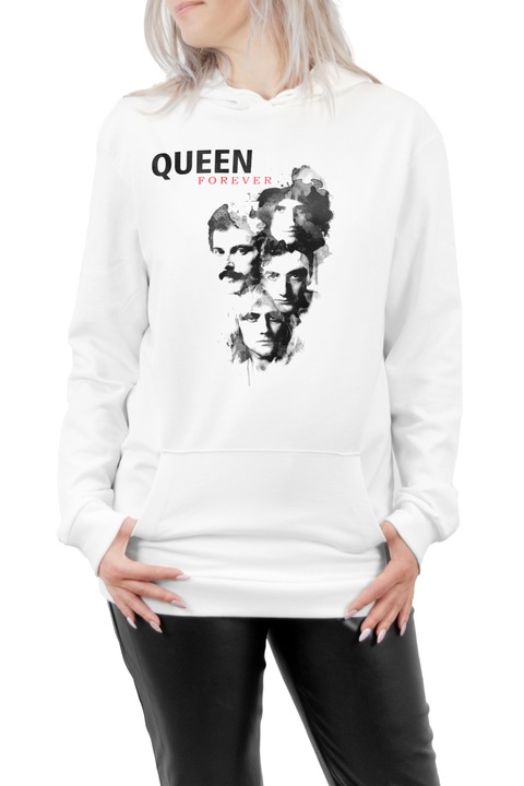 Hanorac Oversize Dama, Queen Forever, Freddie Mercury, Alb, L