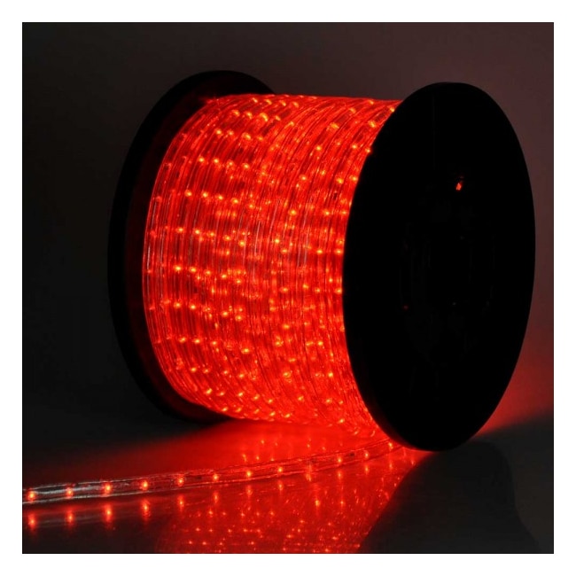 Rola Furtun Luminos Rosu, 100 Metri, Alimentator Priza Inclus