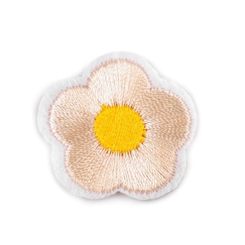 Aplicatie termoadeziva brodata 30 mm floare Crem Aplicatie termoadeziva brodata 30 mm floare Crem