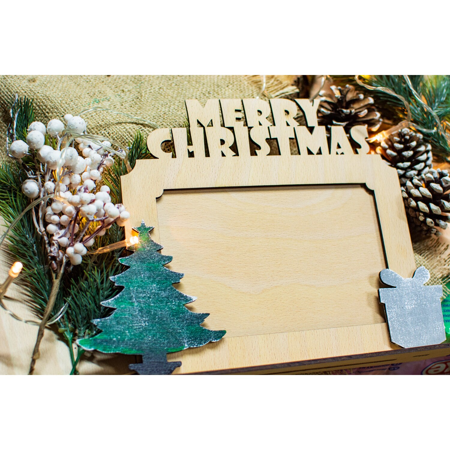 Merry Rama Rama foto de Craciun HH876 din lemn Merry Christmas - eMAG.ro
