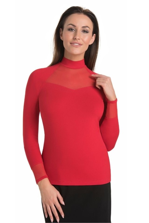 Bluza de dama din viscoza cu guler scurt Mila, Teyli, Rosu