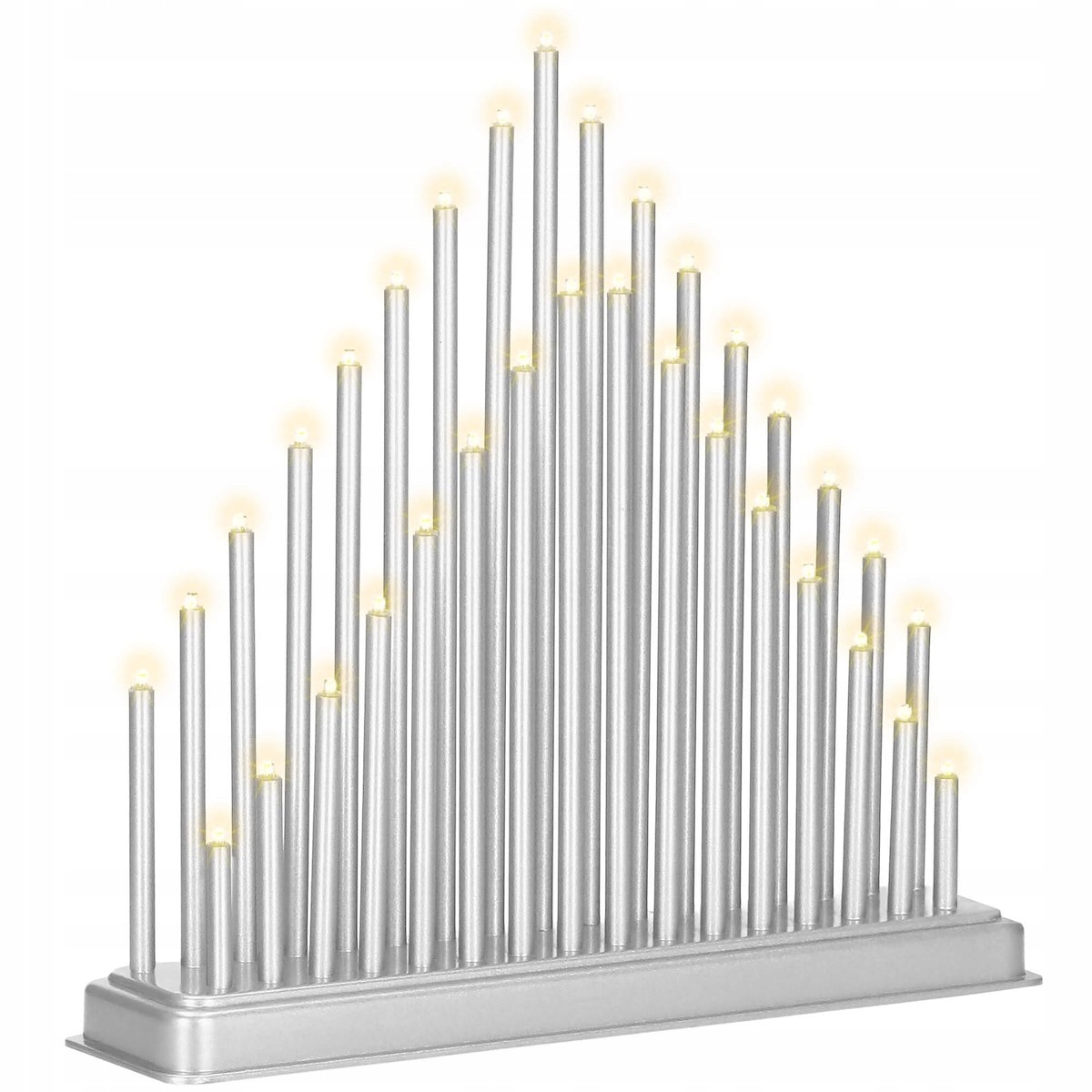 Lumanari decorative de Craciun, 33 becuri tip LED, culoare argintiu