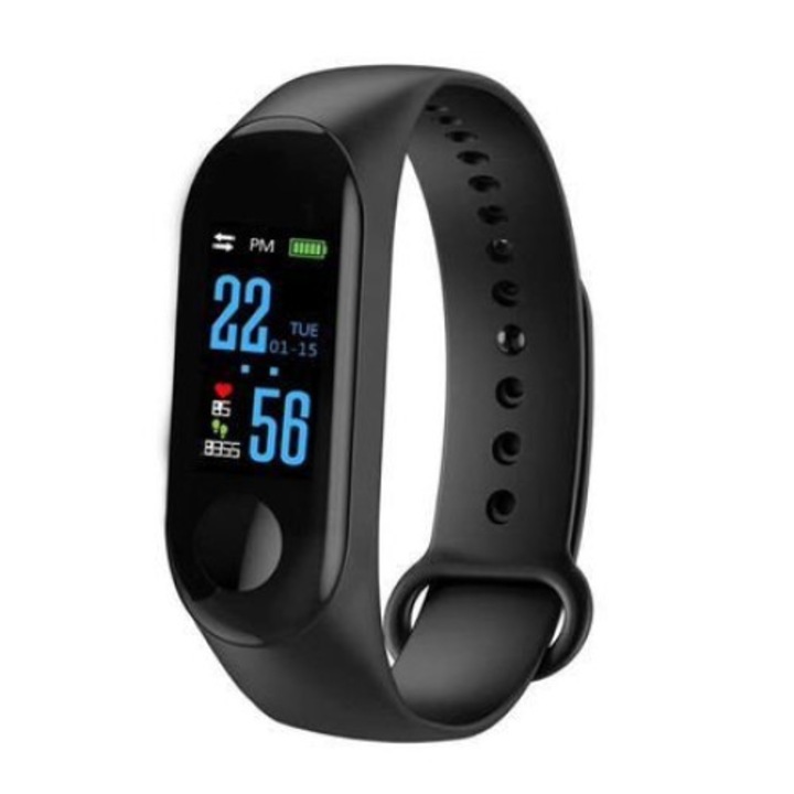 Фитнес гривна Smart Band M3, Калории, Крачкомер, Bluetooth, SMS Нотификации, Черен