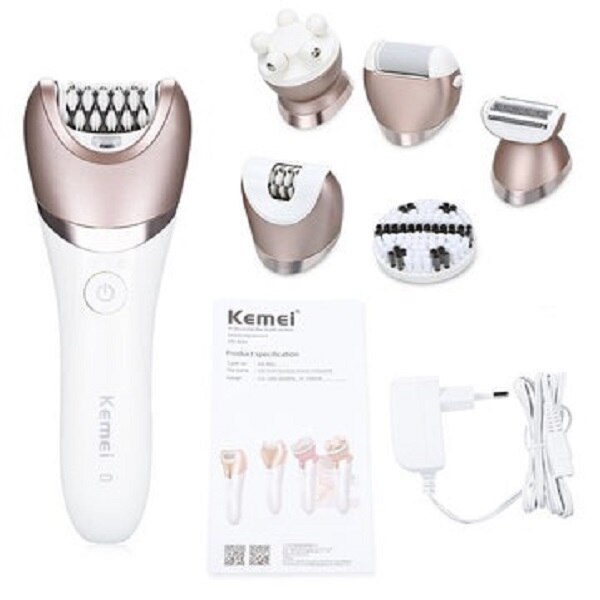Epilator 5 in 1 Kemei KM8001, Alb / Roz eMAG.ro