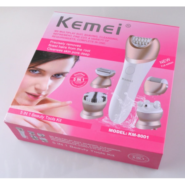 Epilator 5 in 1 Kemei KM8001, Alb / Roz eMAG.ro