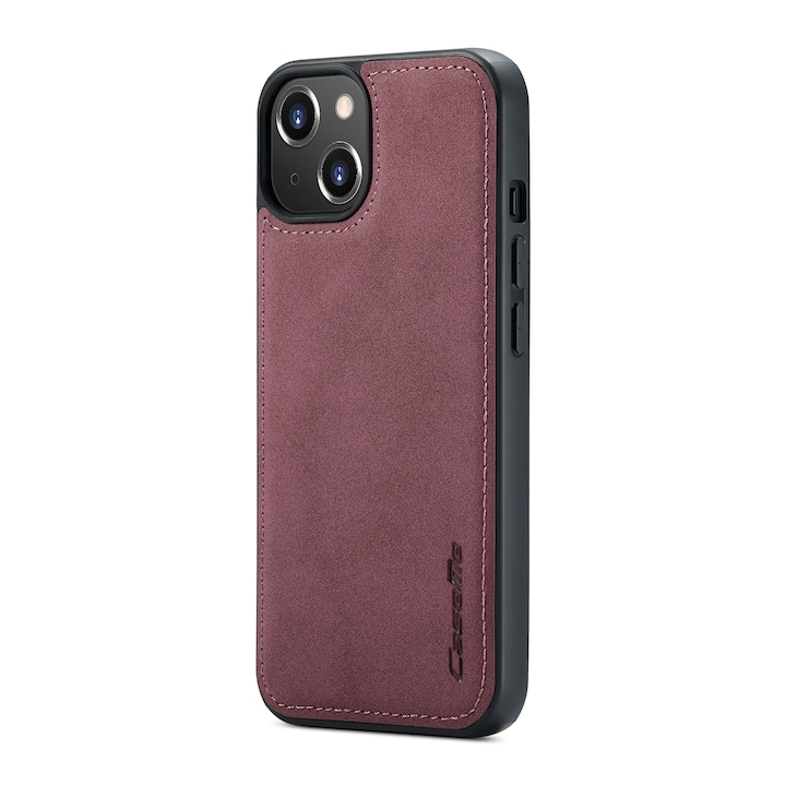 Калъф за iPhone 13, CaseMe, slim кожен, тип back cover, кадифена текстура, червен