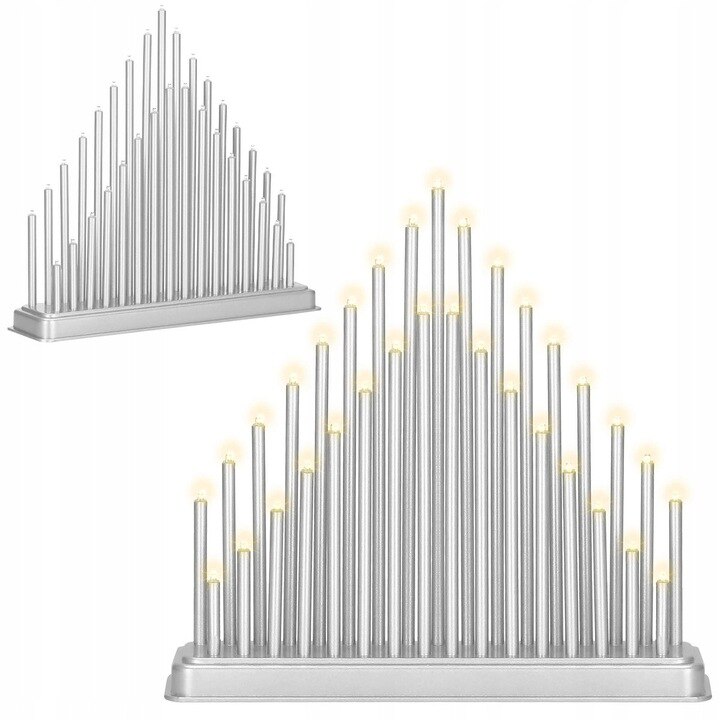 Lumanari decorative de Craciun, 33 LED-uri, 32.5x33.5x29.5 cm, baterii 3xAA, culoare alb cald