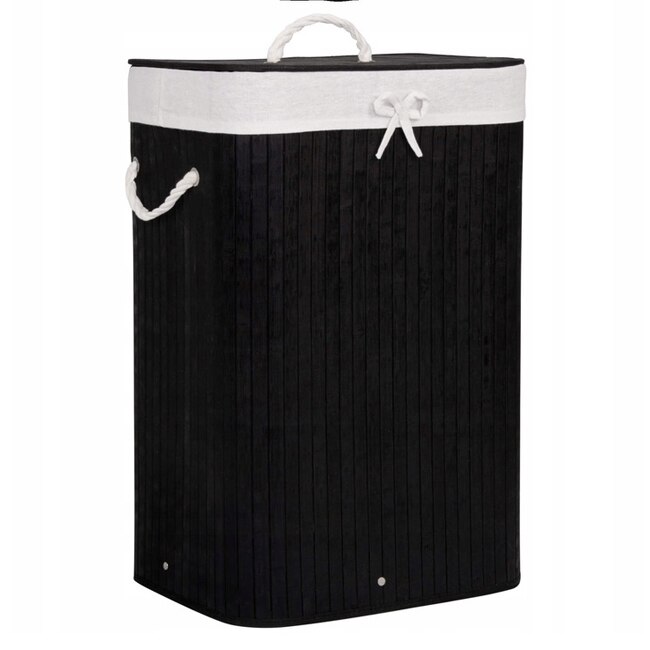 Cos de Rufe din Bambus, 60x40x30, capacitate 72L, culoare negru