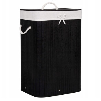 Cos de Rufe din Bambus, 60x40x30, capacitate 72L, culoare negru Cos de Rufe din Bambus, 60x40x30, capacitate 72L, culoare negru