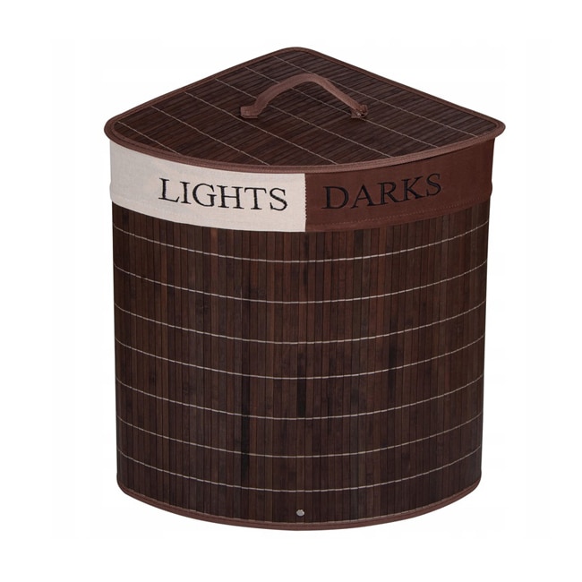 Cos de Rufe din Bambus pentru montare pe colt, 50x47x30, capacitate 73L, culoare maro