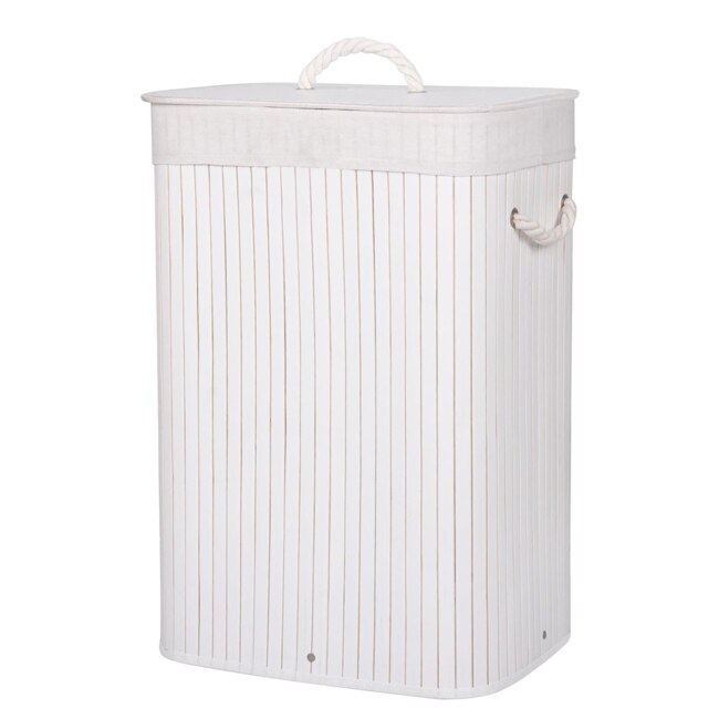Cos de Rufe din Bambus, 60x40x30, capacitate 72L, culoare alb