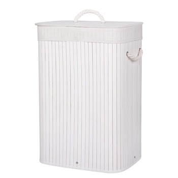 Cos de Rufe din Bambus, 60x40x30, capacitate 72L, culoare alb Cos de Rufe din Bambus, 60x40x30, capacitate 72L, culoare alb