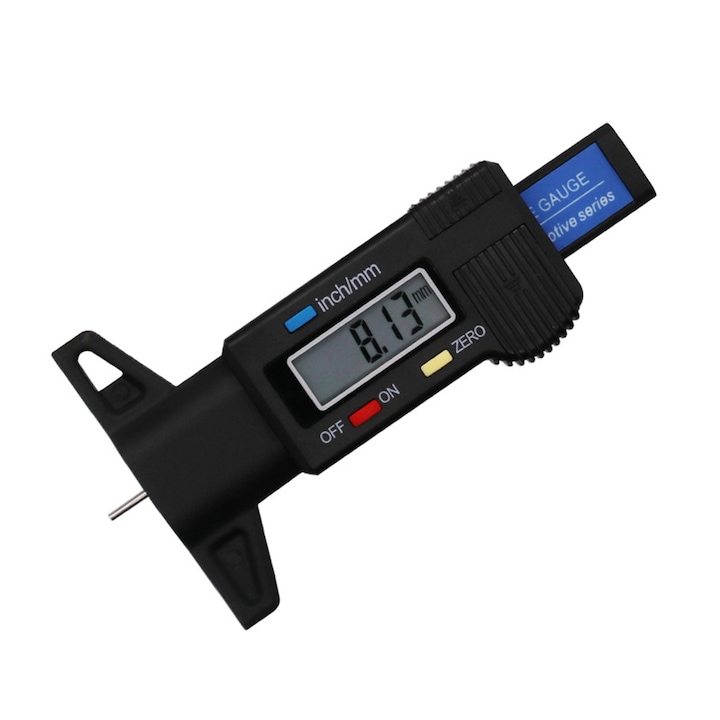 Instrument digital de masurare a profilului anvelopei, Vaxiuja®, LCD, mm/ inch, ABS, Portabil, Negru