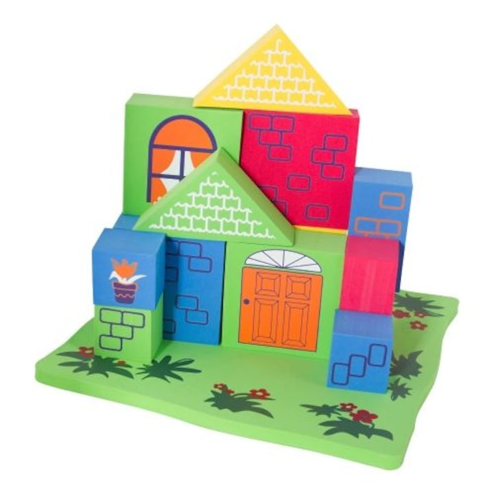 Imaginarium Bath Blocks House fürdőszobai építőkocka készlet, 16 darab habszivacs, tárolótáskával