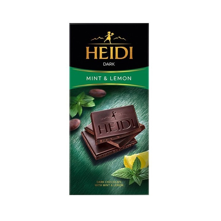 Heidi Dark Mint & Lemon, Étcsokoládé, Mentás/Citromos, 80 g