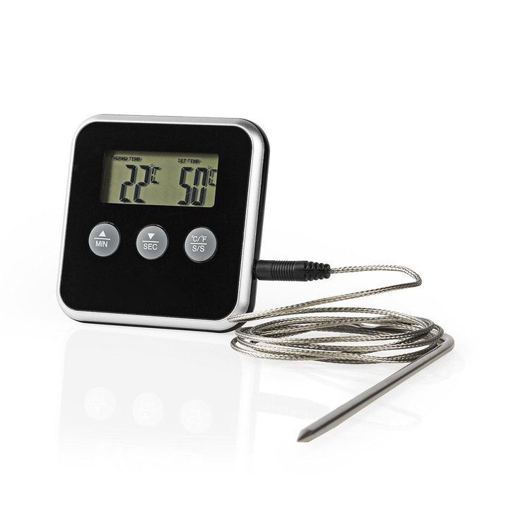 Nedis húshőmérő digitális kijelzővel és időzítővel (KATH105BK)