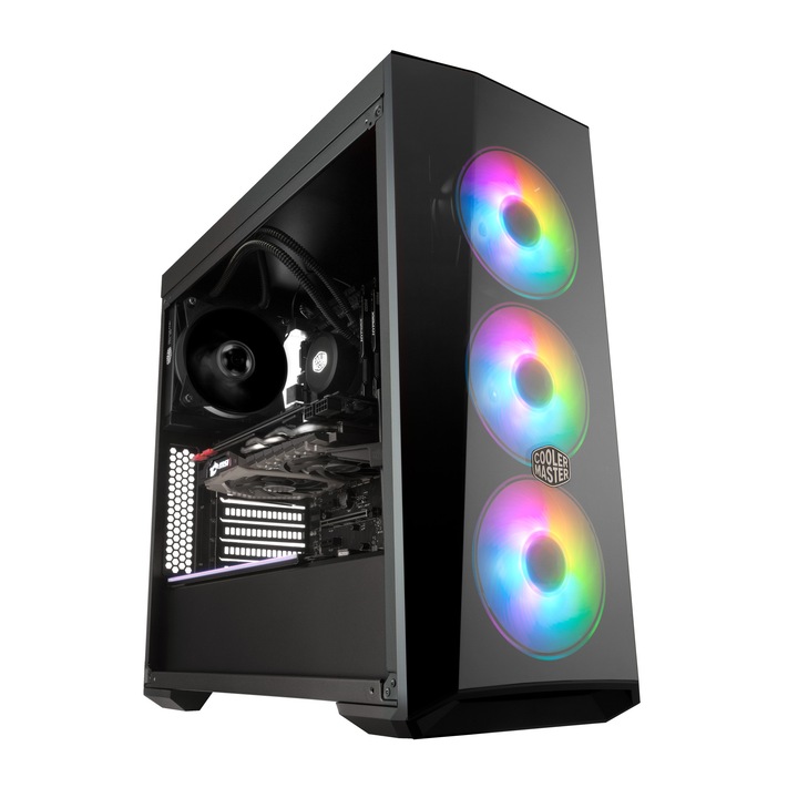 Cooler Master Midi - MasterBox Lite 5 ARGB With controller Számítógépház, Férőhely: 2 x 3,5" / 2,5", 1 x 2,5", Előlap: 2 x USB3.0, 1 x Audio, 1 x Mikrofon, ARGB controllerrel, Fekete