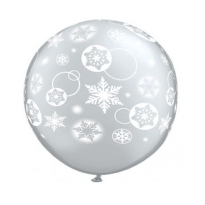 Snowflakes & Circles Silver Jumbo латексов балон, Qualatex 60282