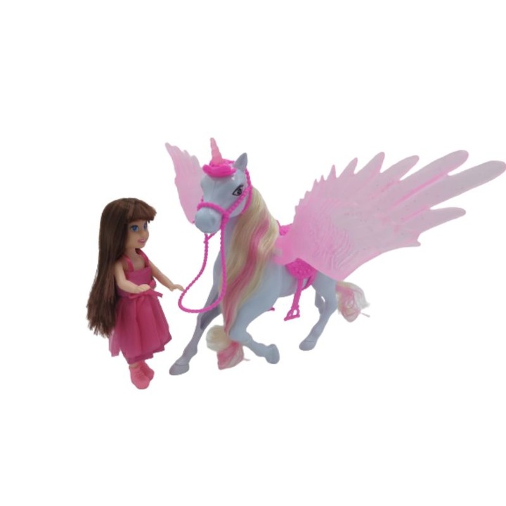 OEM Baba Szett, gyönyörű hercegnő és varázslatos szárnyas ló, Pegasus, 3 év+