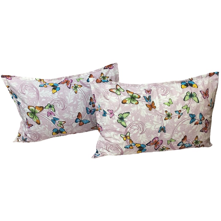 Set doua huse de perna liliachiu 50X70cm din colectia "Just Butterflies" din bumbac 100%, by Liz Line - SP50/70171