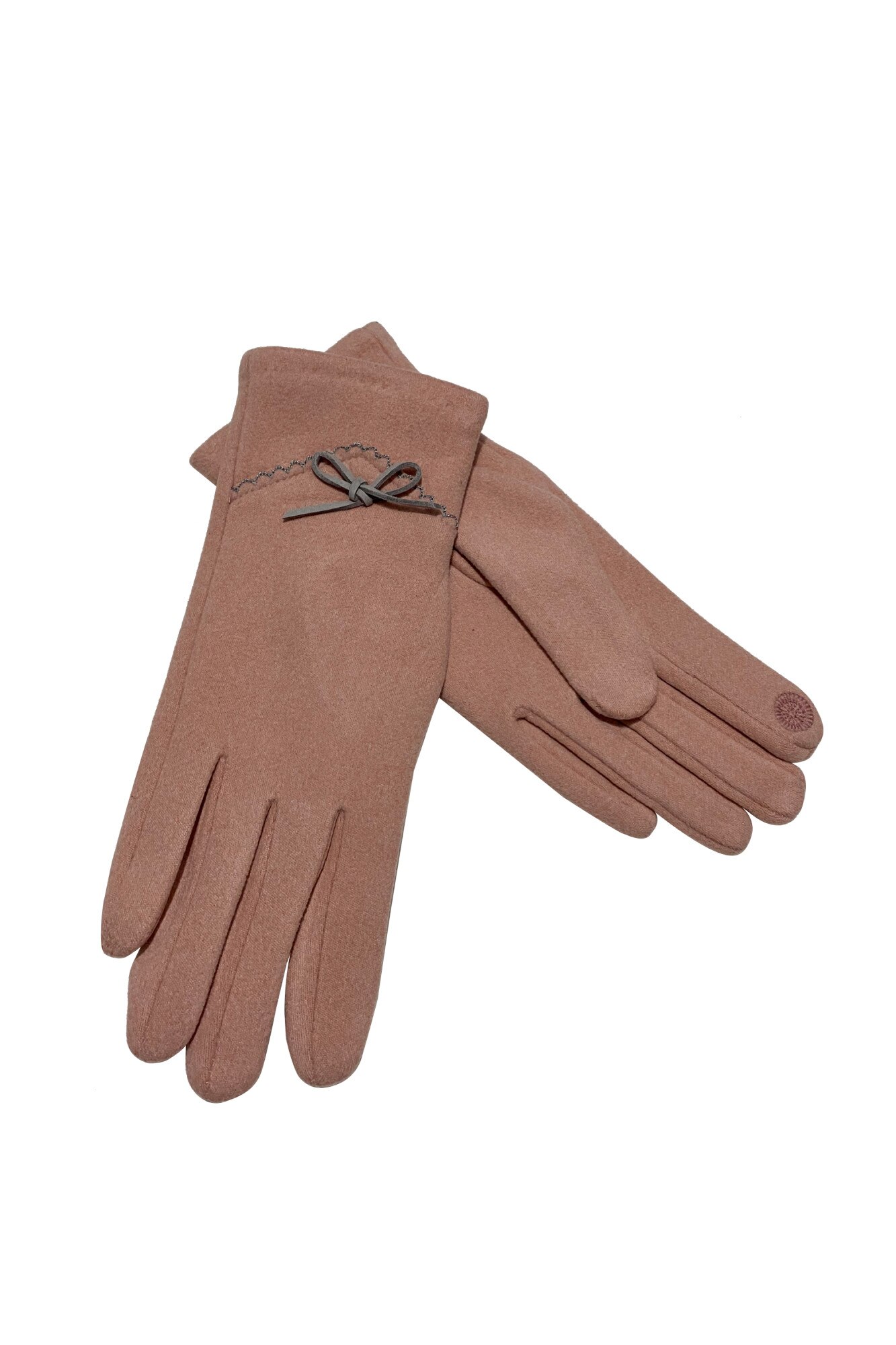 Manusi dama din bumbac cu fundita, roz, universal