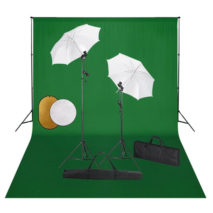 Set studio foto cu lampi, umbrele, fundal si reflector 3067073