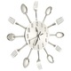 Ceas de perete model lingura/furculita argintiu 31 cm aluminiu 325162
