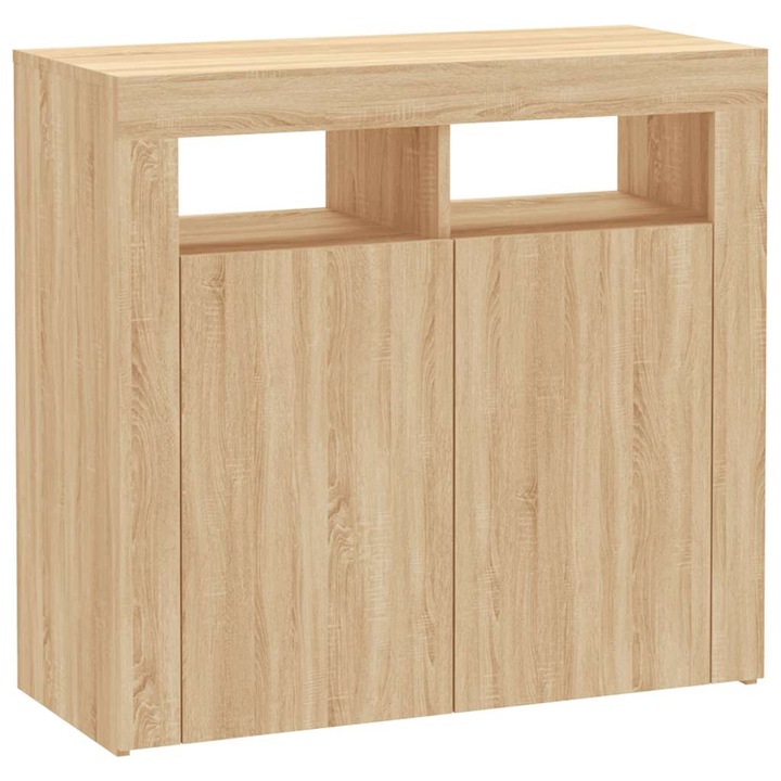 Servanta cu lumini LED vidaXL, stejar sonoma, 80 x 35 x 75 cm, 804331