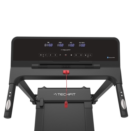 Banda de alergare TECHFIT SLIM, Putere motor 3 CP, Greutate utilizator 110 Kg, Bluetooth, Sistem de lubrifiere, Suport tableta/smartphone, Pliabila 100%, Filtru EMC