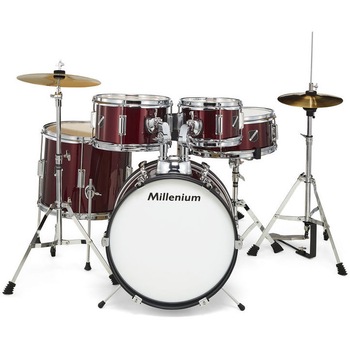 Set Tobe Acustice Millenium Focus Junior Red, bete si scaun inclus, perfecte pentru incepatori Set Tobe Acustice Millenium Focus Junior Red, bete si scaun inclus, perfecte pentru incepatori