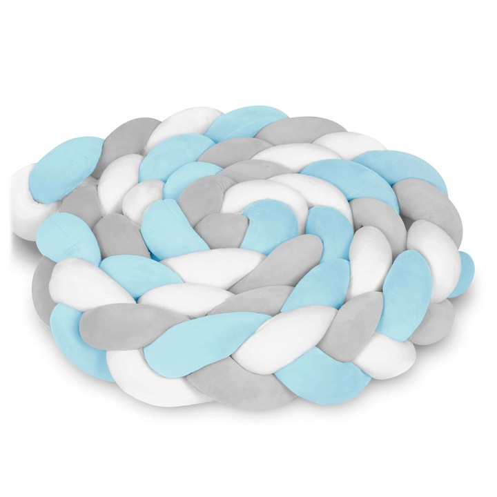 Обиколник за креватче DacEnergy, Антиалергичен, Син / Сив, 3 м