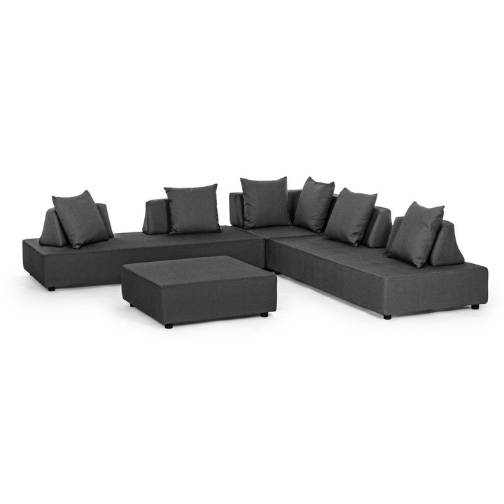 Антрацитно сив комплект градински мебели Piper 200x90x32 см