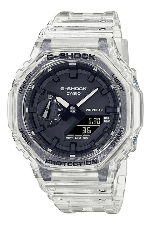 Casio, Часовник G-Shock с каишка от смола, Прозрачен