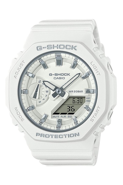 Casio, Кварцов часовник G-Shock с каишка от смола, Бял