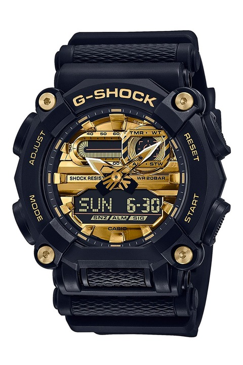 Casio, Часовник G-Shock с каишка от смола, Черен / Златист