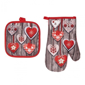 Set bucatarie Heinner Craciun HR-HKS2-XMASG, 100% poliester, Multicolor Set bucatarie Heinner Craciun HR-HKS2-XMASG, 100% poliester, Multicolor