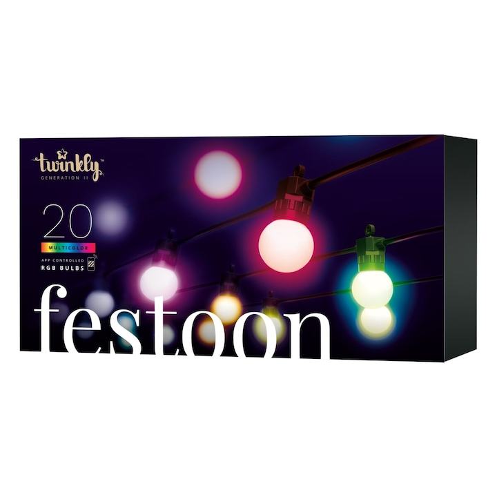 Ghirlanda decorativa smart, Twinkly Festoon, 20 RGB, multicolor, 10 m