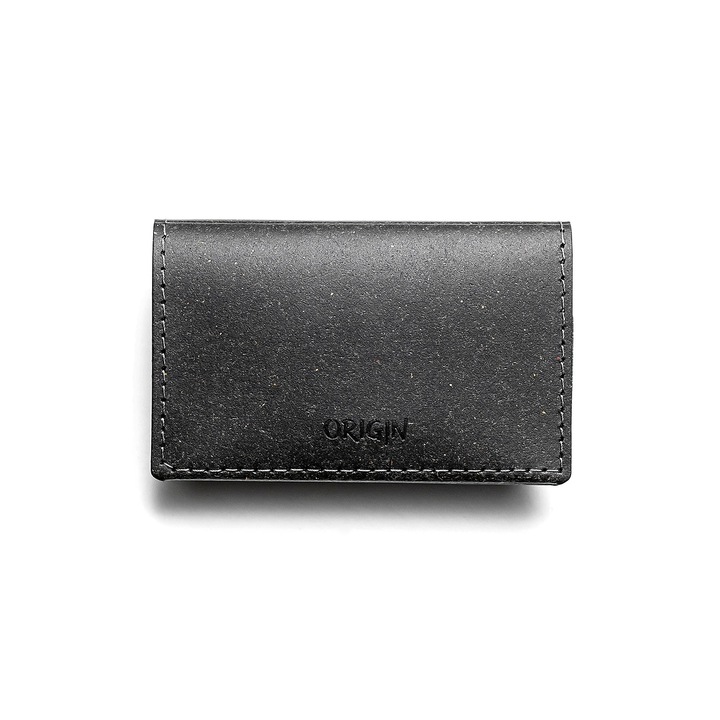 Portofel pentru carduri, Origin, 2 compartimente, din piele naturala, negru