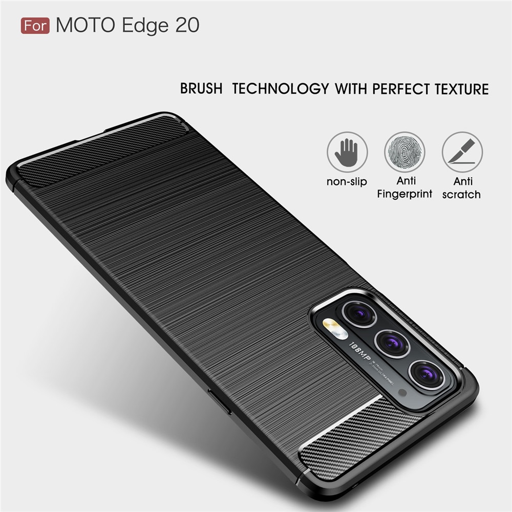 Husa Carbon Resistance pentru Motorola Edge 20 5G, Fiber Design, Anti-Soc, Negru Titan