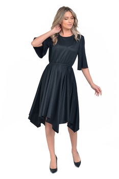 Rochie incretita cu colturi asimetrice, Dress To Impress, Negru, 36-38 Rochie incretita cu colturi asimetrice, Dress To Impress, Negru, 36-38