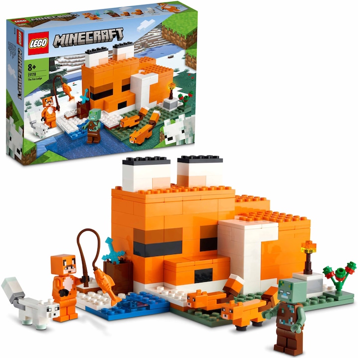 LEGO Minecraft 21178 A rókaházikó, állatos játék zombi figurával